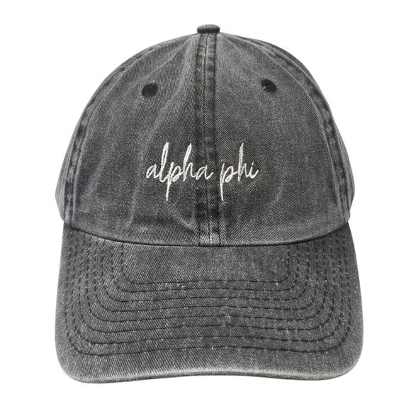 Alpha Phi Slideback Baseball Cap Gray One Size Adjustable Embroidered Dalix - Picture 1 of 9